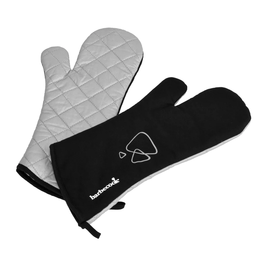 Paar Schwarze lange Grill Handschuhe